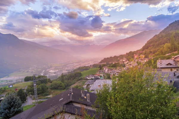 Puesta Sol Montaña Italiana Los Alpes Cielo Colorido — Foto de Stock