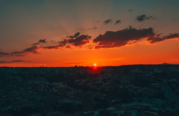 Hermoso Panorama Atardecer Capadocia Uchisar — Foto de Stock