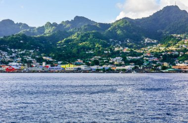 Kingstown panoramic view from the sea in Saint Vincent and the Grenadines clipart