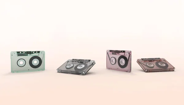 Retro Styled Audio Cassette Tape Vintage 80S Pastel Orange Background — Stock Photo, Image