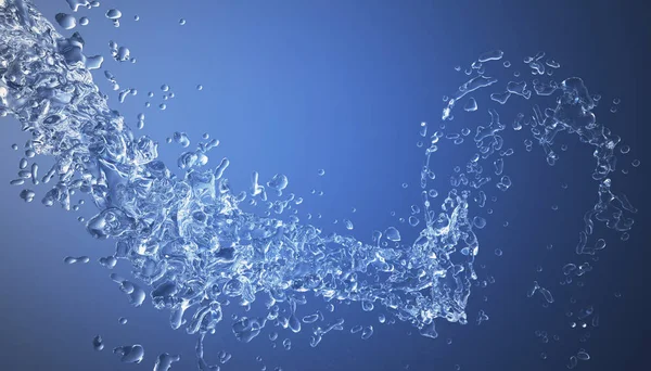 Salpicadura Agua Con Burbujas Sobre Fondo Agua Azul Primer Plano — Foto de Stock