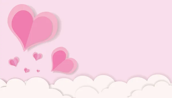 情人节粉红颜色切割纸和迷你心脏概念艺术 — 图库照片