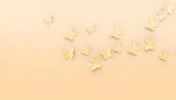 Origami Butterfly Paper Freedom Inspiration Graphic Orange Background Rendering — Stock Photo, Image