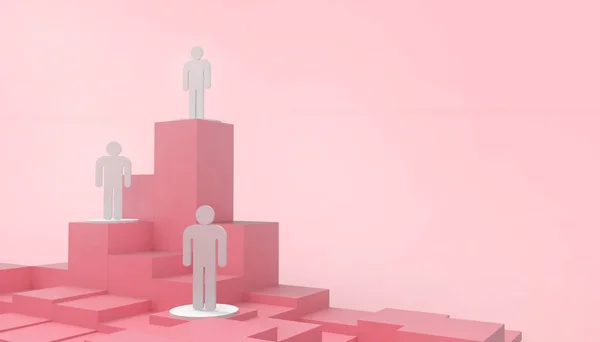 コンテストと人々のビジネスコンセプト リーダーシップコンセプト コピースペースのための赤の背景上のビジネス戦略 3Dレンダリング — ストック写真