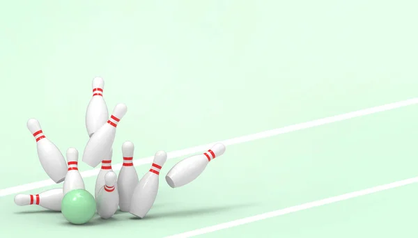 Bowling Sports Concepto Juego Futurista Sobre Fondo Verde Para Las — Foto de Stock
