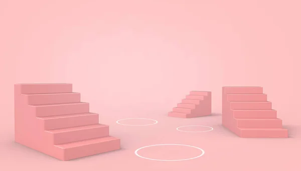 商业阶梯创意 商业概念和粉红色背景的未来理念 — 图库照片