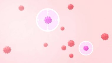 Patojenik virüs Bomba , mikrobiyoloji ve Patojenler Kavramı düşük poli Modern pastel Pembe arka plan - 3d