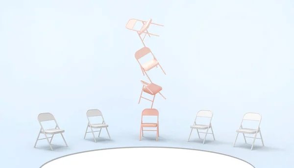 Sandalye Pembe Farklılaşma Fikirler Pastel Mavi Arka Plan Üzerinde Lideri — Stok fotoğraf