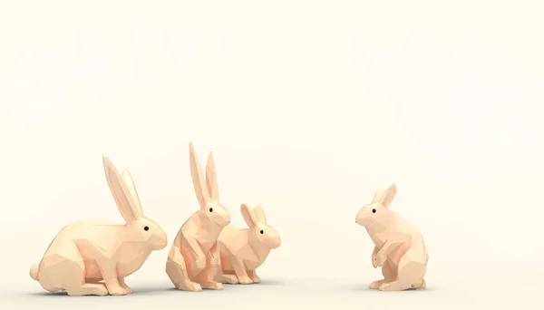 Hase Kaninchen Tier Lowpoly Gruppen Auf Konzept Moderne Kunst Und — Stockfoto