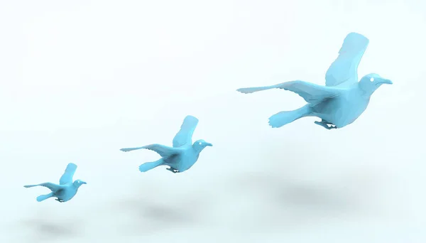 Flying Bird Lowpoly Groupes Animaux Sur Concept Art Moderne Fond — Photo