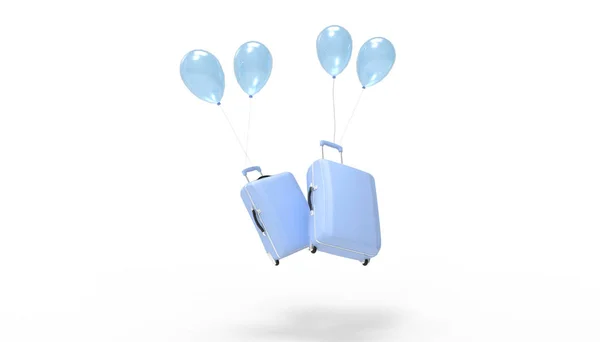 Багажная Сумка Airplane Blue Paste Double Balloons Summer Holidays Isolated — стоковое фото