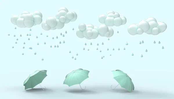 Macun Mavi Mavi Şemsiye Arka Plan Yağmur Bulutları Render — Stok fotoğraf