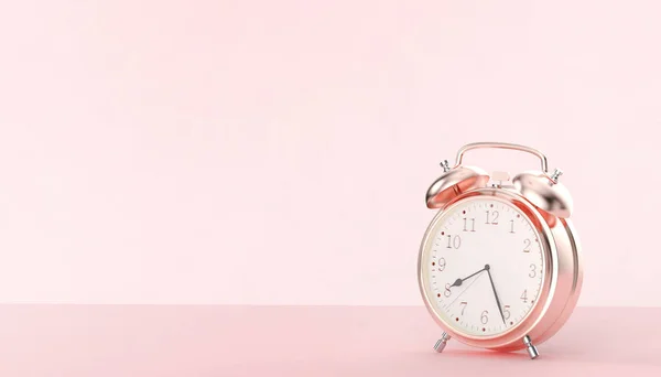 Reloj Despertador Rosa Retro Fondo Concepto Antiguo Estilo Moderno Arte — Foto de Stock