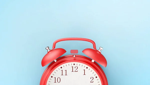 Reloj Despertador Rojo Sobre Fondo Concepto Antiguo Arte Moderno Minimalista — Foto de Stock