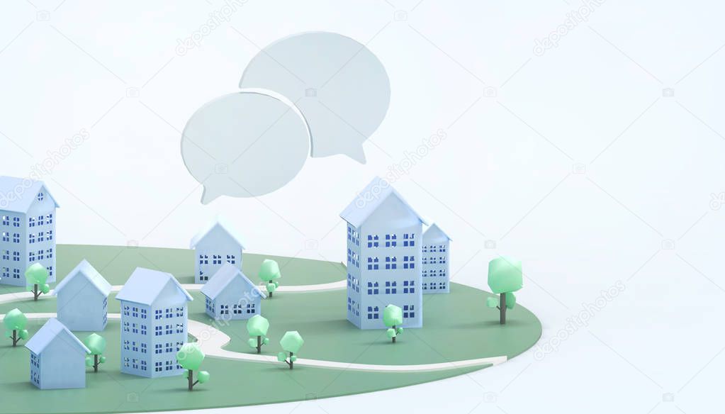 Housing Symbol blue minimal and property business Concept Modern art and contemporary on blue paste Monotone Background Art - 3d rendering