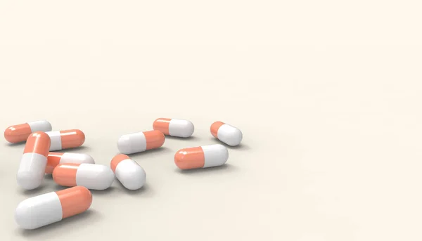 Capsule Pill Orange Medicine Isolated Isolated Orange Background Rendering — Stock Photo, Image