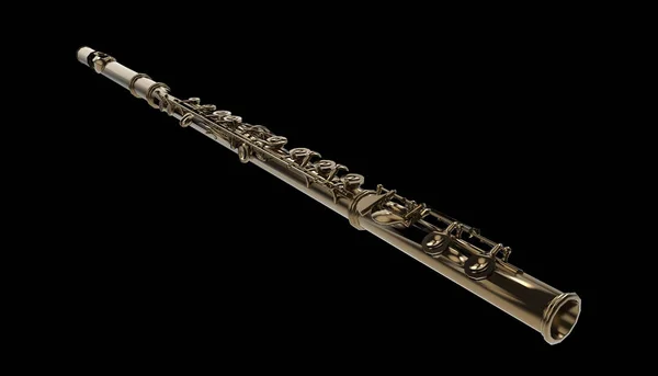 Flautas Orquestra Clássica Instrumento Musical Closeup Isolado Sobre Fundo Preto — Fotografia de Stock