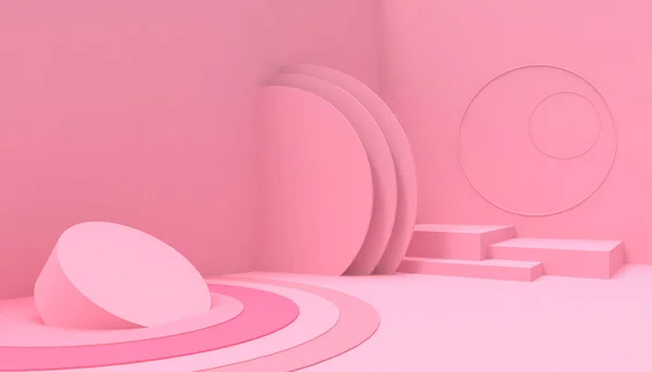 Podium Geometrische Vorm Minimale Moderne Concept Art Pastel Roze Muur — Stockfoto