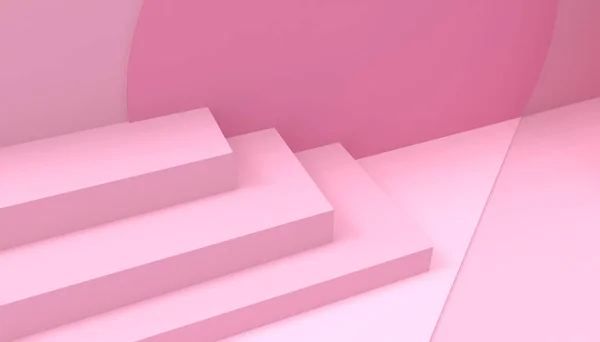 Podium Steps Stair Podium Minimal Geometric Pastel Pink Pink Background — Stock Photo, Image