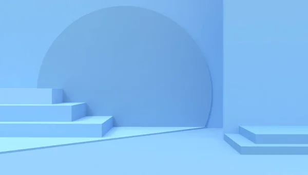 Podium Geometryczne Kompozycja Kształt Minimal Nowoczesna Koncepcja Art Pastel Niebieska — Zdjęcie stockowe