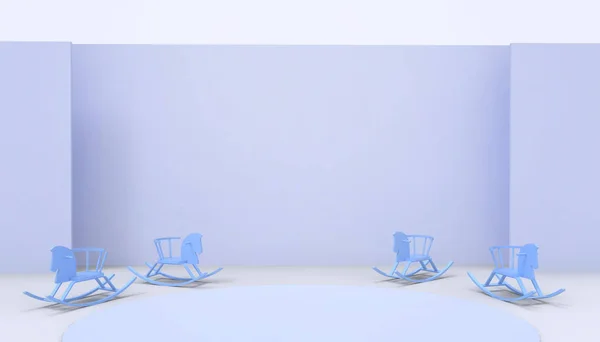 Caballos Basculantes Azul Juguetes Conceptos Para Niños Divertido Simple Moderno — Foto de Stock