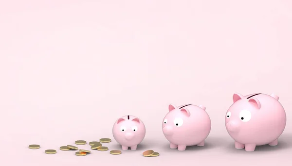 Piggy Pink Bank Savings Groups Money Tower Concept Modern Art — Stock Photo, Image