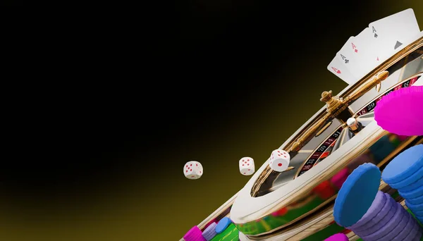 Casino Online Tarjetas Poker Ruleta Fichas Casino Casino Gambling Banner —  Fotos de Stock