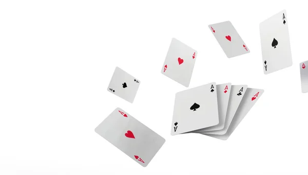 Falling Poker Playing Cards Casino Concept Isolated White Background Rendering — Stock Photo, Image