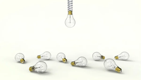 Ideas Inspiration Light Bulbs Creativity Exotic Idea Leader Modern Yellow — Stock Photo, Image