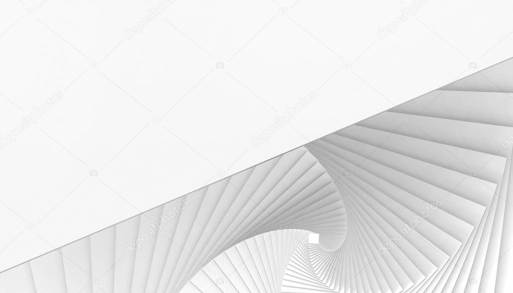 Abstract geometric dynamic Spiral minimal style Spiral Modern Art monotone Concept Black and White pastel background - 3d rendering