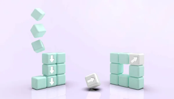 Idee Creative Business Concept Growth Success Process Arrow Blue Cube — Foto Stock