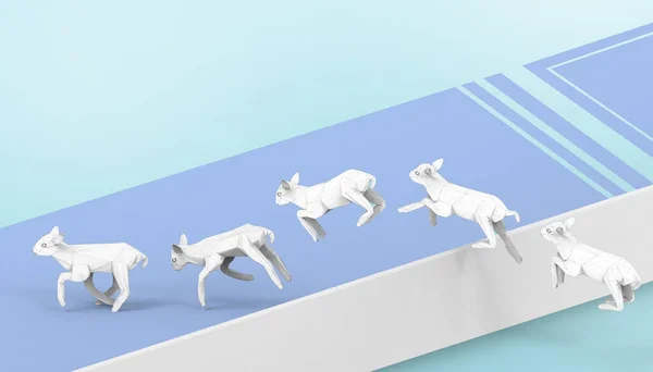 Sheep Jumping Ideas Creative Business concept on Blue background - 3d rendering