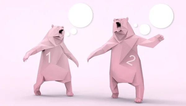 Animal Bear Niski Poli Pomarańczowy Trójkąt Geometryczny Creative Ideas Koncepcja — Zdjęcie stockowe