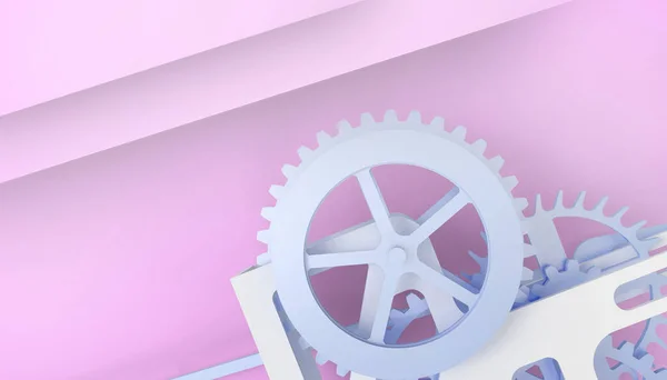 Success Creative Engine gears blue wheels and Business Concept Ideas industrial on purple background - 3d rendering