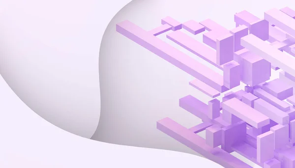要約技術接続の背景と創造的なアイデアボックス紫色の紙の芸術スタイルの幾何学的な形状 3Dレンダリング — ストック写真