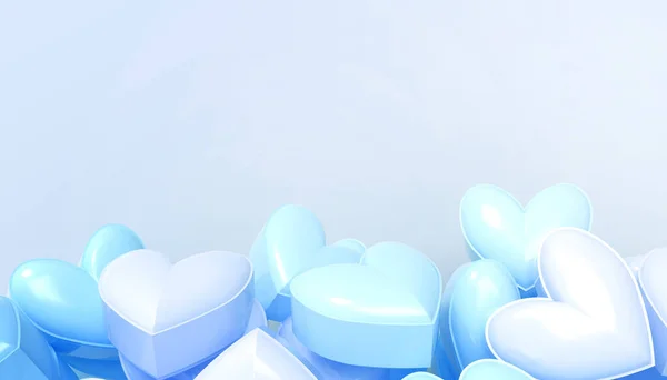 Miłość Zaproszenie Kartka Walentynki Tło Białe Niebieskie Serce Kształty Abstrakcyjny — Zdjęcie stockowe