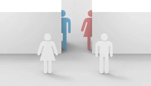 Sexism Eller Könsdiskriminering Med Transgender Concept Manliga Och Kvinnliga Könsroller — Stockfoto