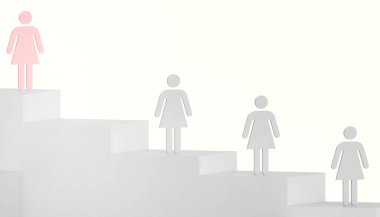 Liderlik kadın ticareti başarıyı ve izole ve beyaz geçmişli insanları kavrıyor. kağıt sanatı - 3D biçimlendirme