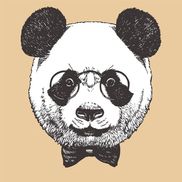 Cabeça Panda Usar Óculos Sol Hipster Animal — Vetor de Stock