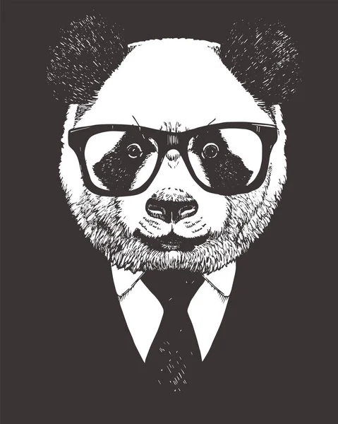 Cabeça Panda Usar Óculos Sol Hipster Animal —  Vetores de Stock