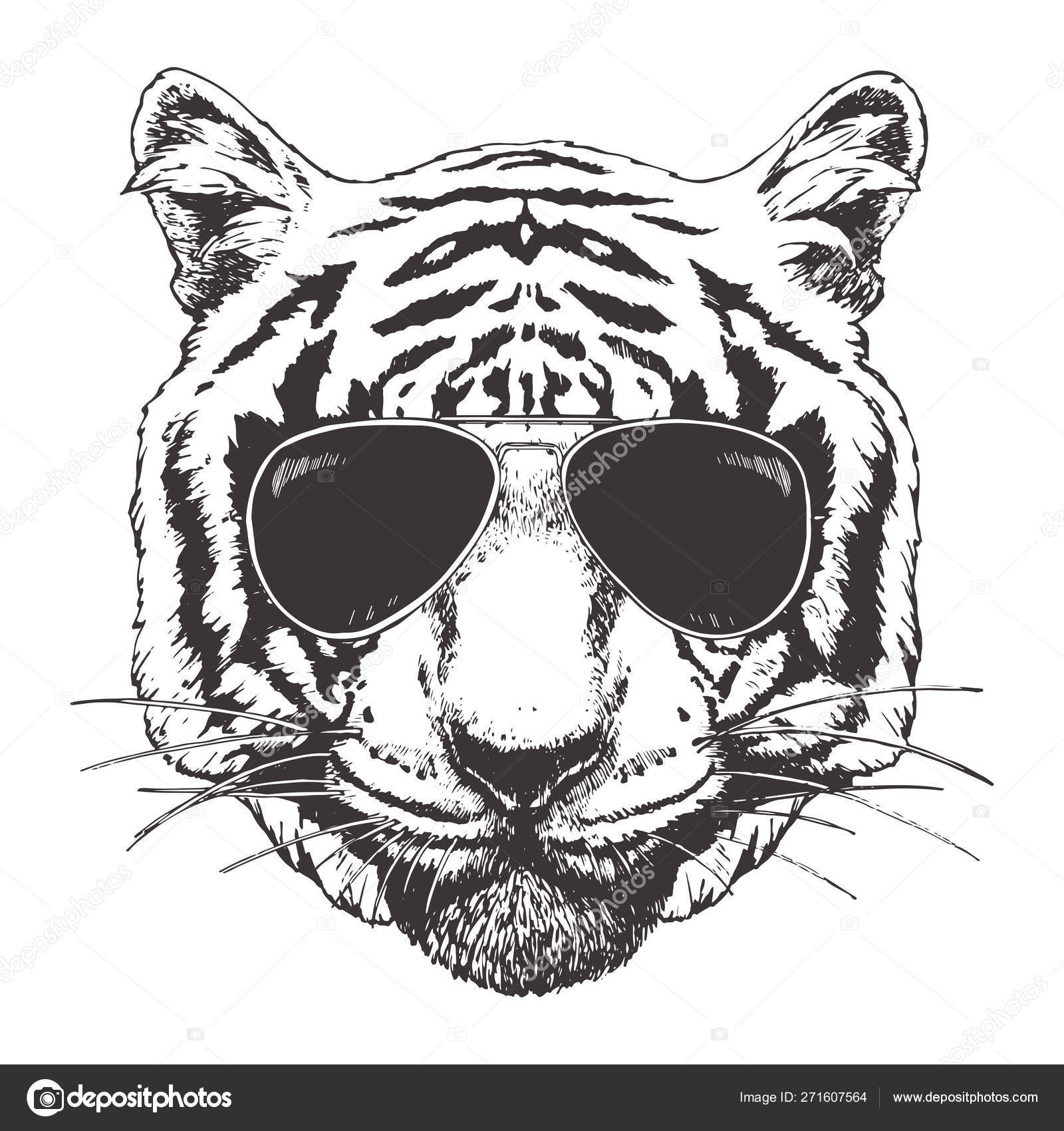 Download Drawing tiger face | Stylish Drawing Tiger Face Eyeglasses ...