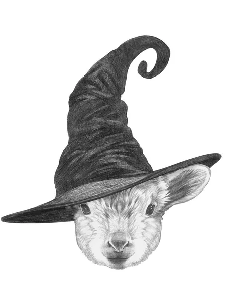 Cute Hand Drawn Illustration Weasel Wizard Hat — Stock Photo, Image