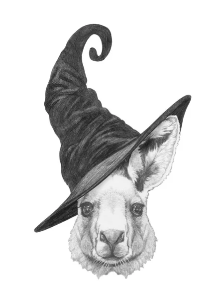 Симпатичная Ручная Иллюстрация Ламы Шляпе Волшебника — стоковое фото
