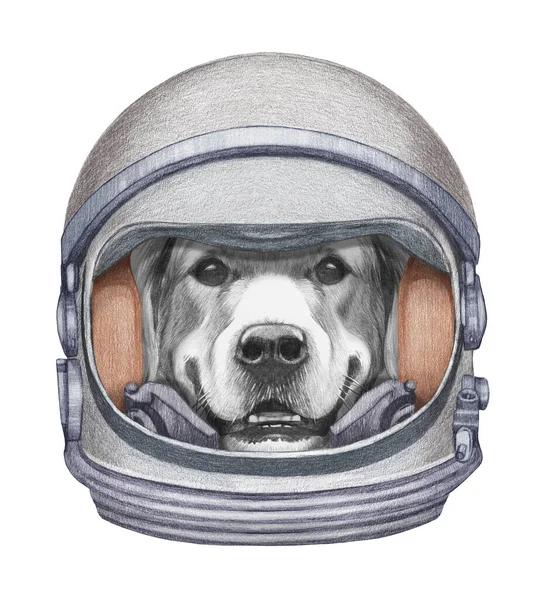 Linda Ilustración Dibujada Mano Perro Traje Espacial — Foto de Stock