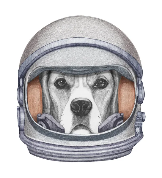 Linda Ilustración Dibujada Mano Perro Traje Espacial — Foto de Stock