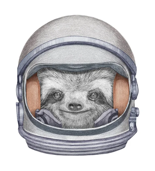 Cute Hand Drawn Illustration Sloth Spacesuit — Stock Photo, Image