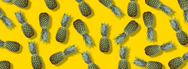 Fresh Pineapple Yellow Colorfurful Background Creative Image Modern Designers Collage — Stock Photo, Image