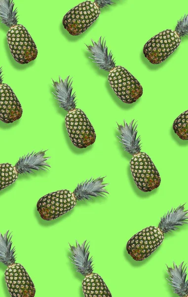 Fresh Pineapples Green Colorfurful Background Creative Image Modern Designers Collage — Stock Photo, Image