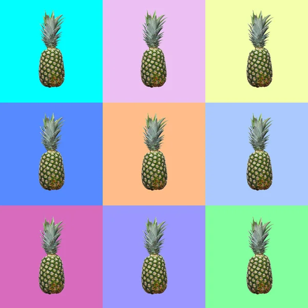 Pineapple Multicolour Background Food Collage — Stock Photo, Image
