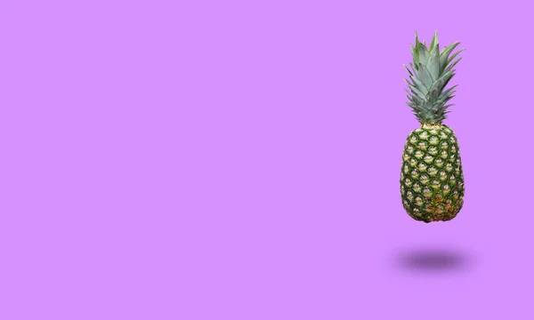 Pineapple Purple Background Minimal Style Copy Space Text — Stock Photo, Image